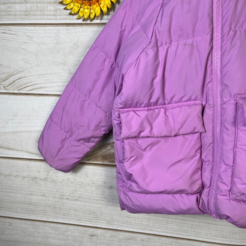 The North Face Kids Purple Hooded Puffer Jacket Sherpa Lined Insulated Coat 4 - Picture 2 of 14